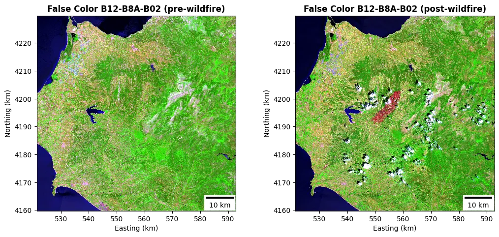 False color b12 b8a b02