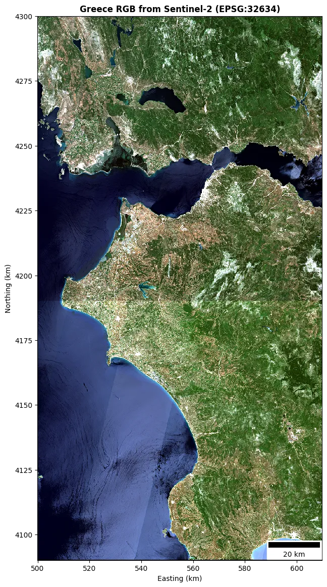 RGB mosaic of the area of interest