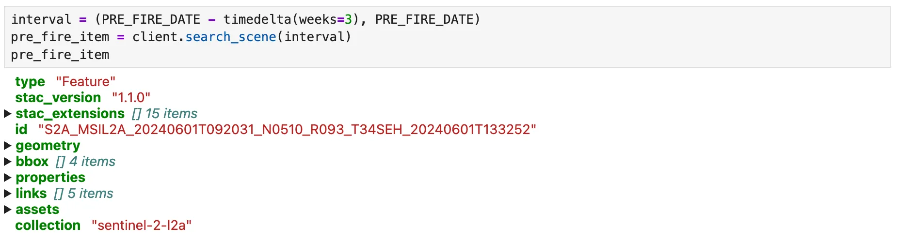 STAC item pre wildfire